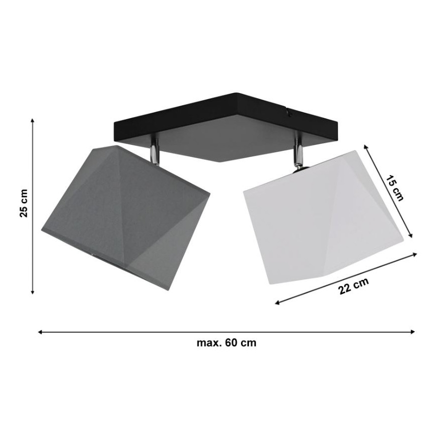 Surface-mounted chandelier DIAMENT 2xE27/60W/230V white and grey