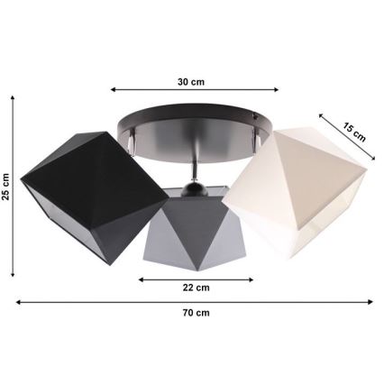 Surface-mounted chandelier DIAMENT 3xE27/60W/230V