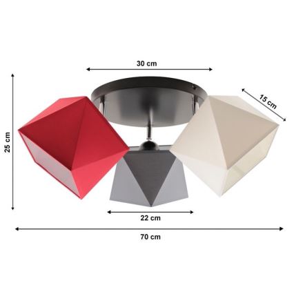 Surface-mounted chandelier DIAMENT 3xE27/60W/230V