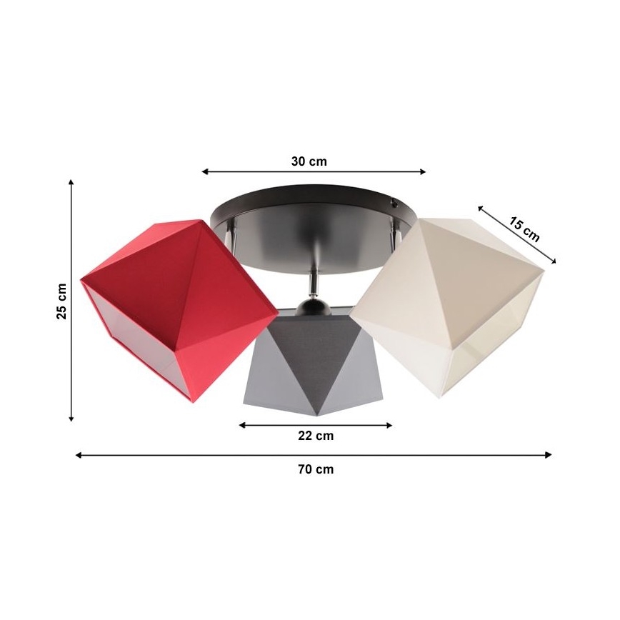Surface-mounted chandelier DIAMENT 3xE27/60W/230V
