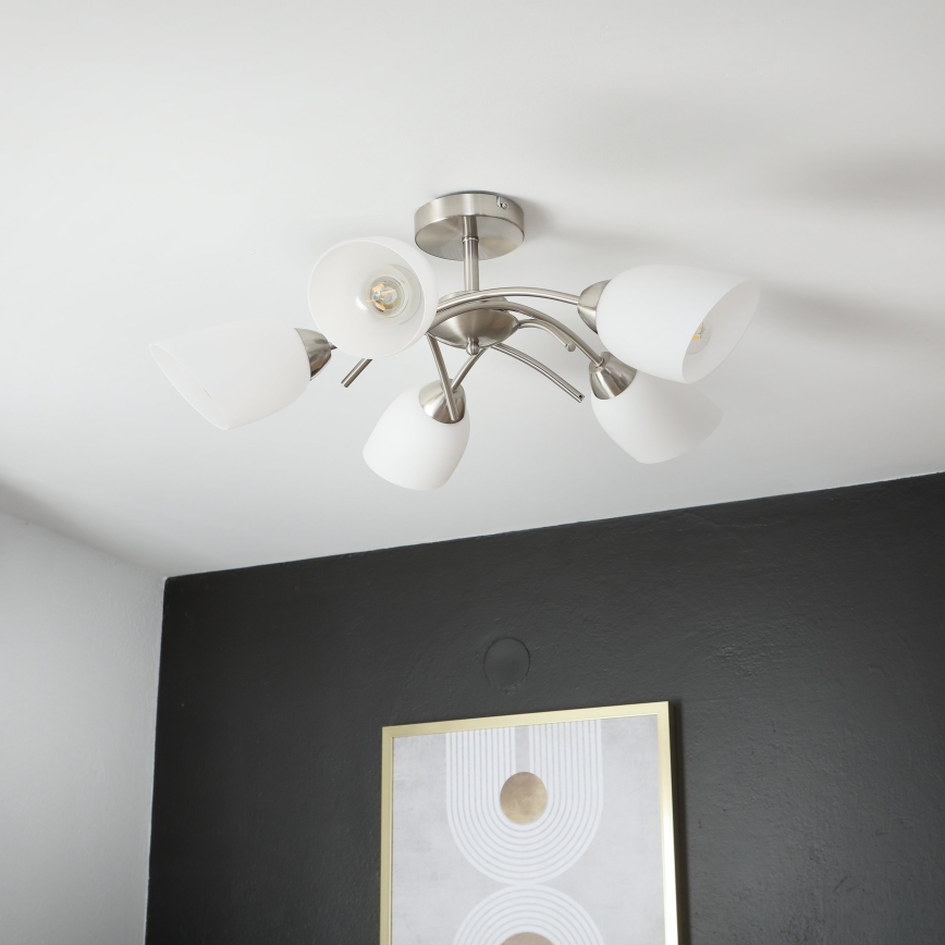 Surface-mounted chandelier DONNA 5xE27/60W/230V nickel