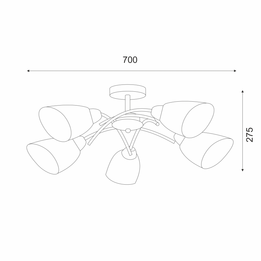 Surface-mounted chandelier DONNA 5xE27/60W/230V patina