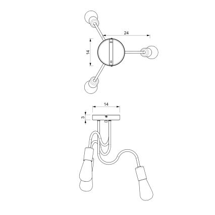 Surface-mounted chandelier DOW 3xE27/60W/230V
