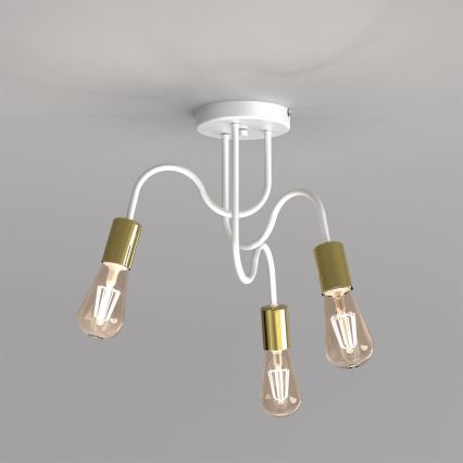 Surface-mounted chandelier DOW 3xE27/60W/230V white/gold