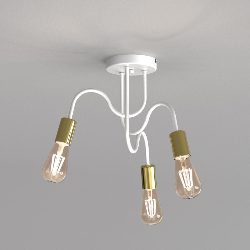 Surface-mounted chandelier DOW 3xE27/60W/230V white/gold