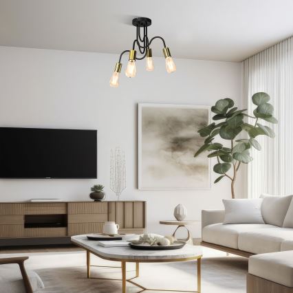 Surface-mounted chandelier DOW 4xE27/60W/230V black/gold