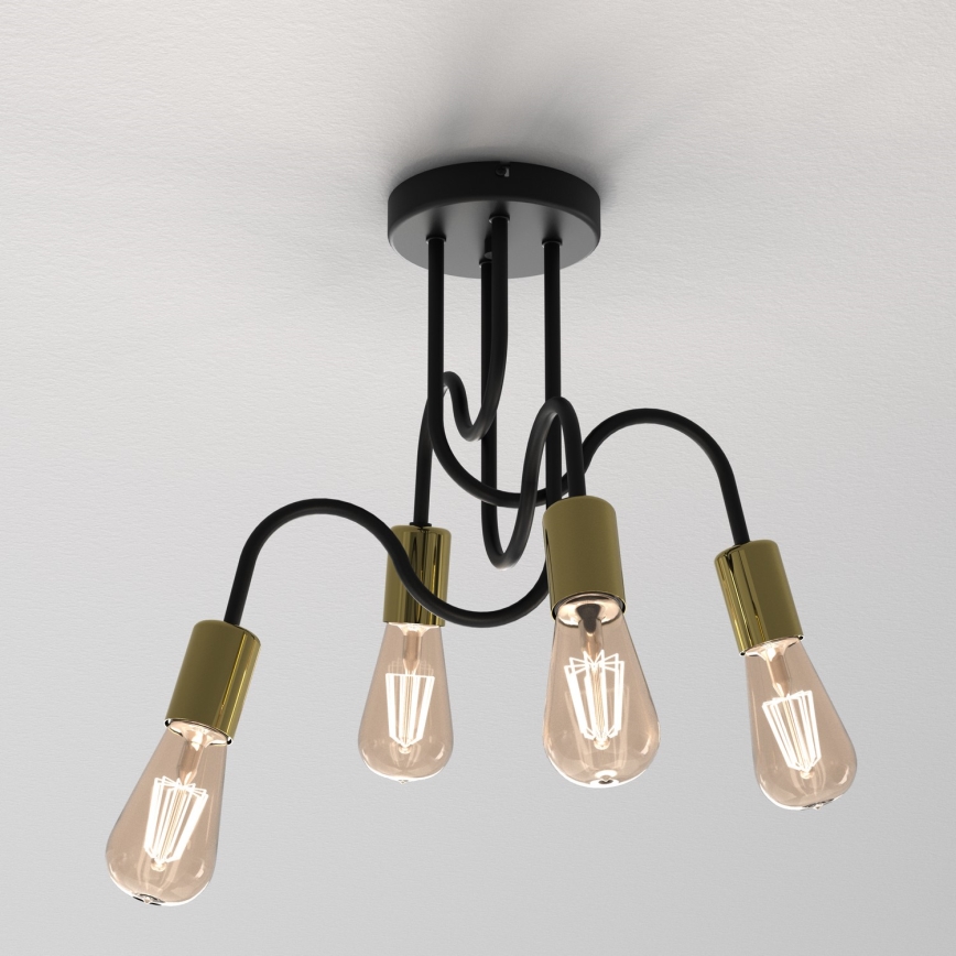 Surface-mounted chandelier DOW 4xE27/60W/230V black/gold