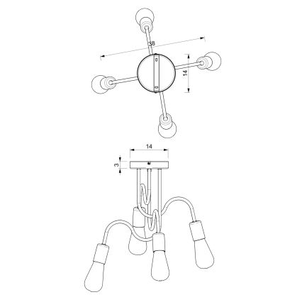 Surface-mounted chandelier DOW 4xE27/60W/230V black/gold