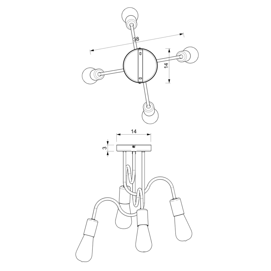 Surface-mounted chandelier DOW 4xE27/60W/230V black/gold