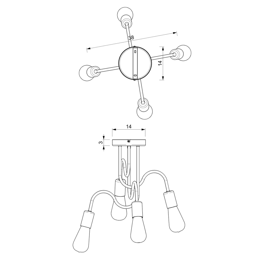 Surface-mounted chandelier DOW 4xE27/60W/230V white/gold