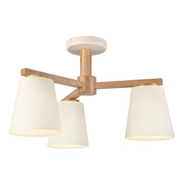 Surface-mounted chandelier ELLIE 3xE27/15W/230V creamy/oak