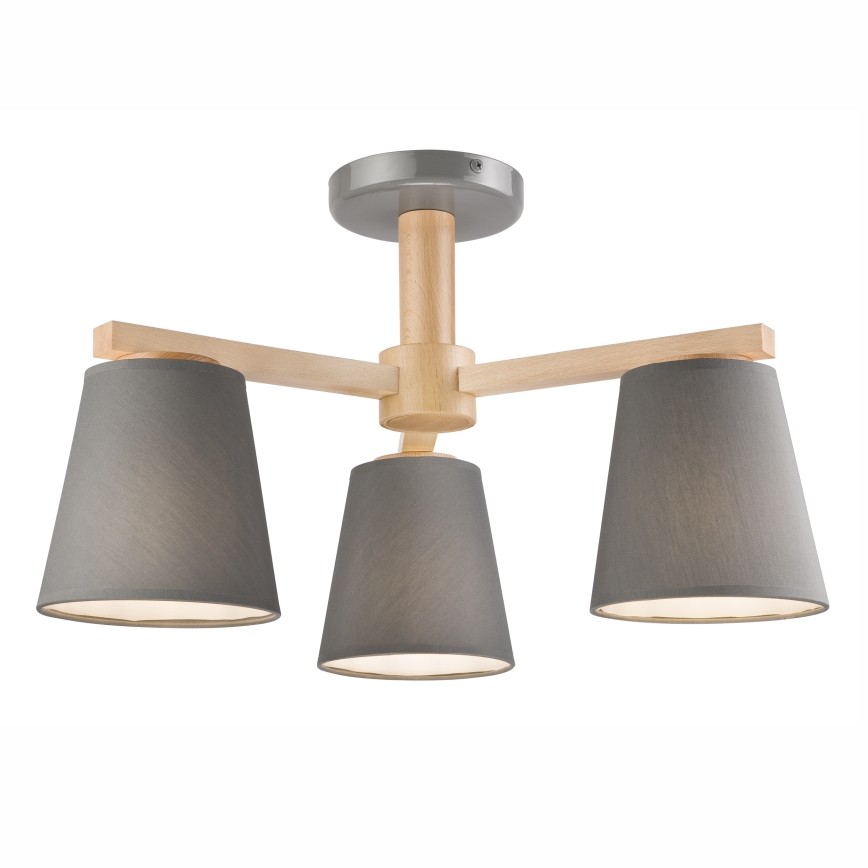 Surface-mounted chandelier ELLIE 3xE27/60W/230V grey/beech - FSC certified