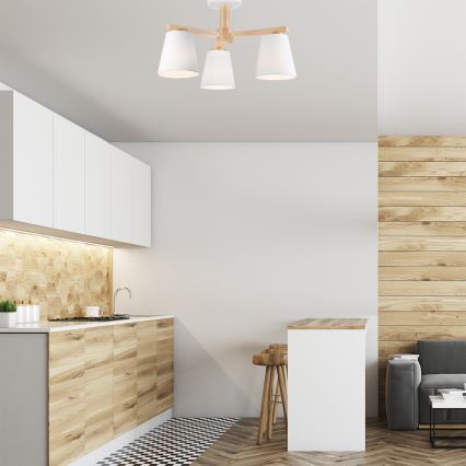 Surface-mounted chandelier ELLIE 3xE27/60W/230V beech - FSC certified