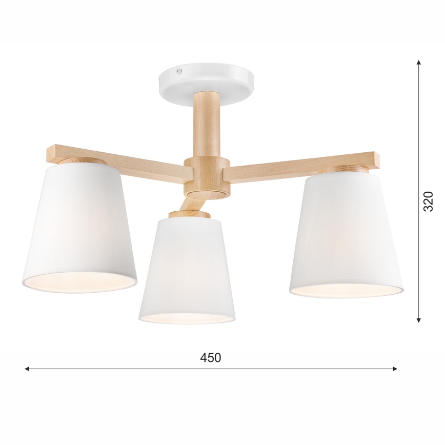 Surface-mounted chandelier ELLIE 3xE27/60W/230V beech - FSC certified
