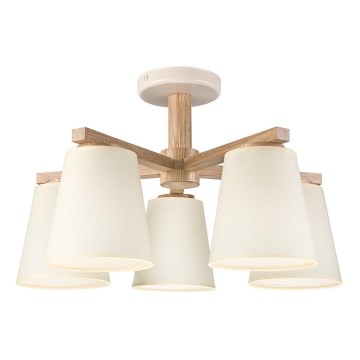 Surface-mounted chandelier ELLIE 5xE27/15W/230V creamy/oak