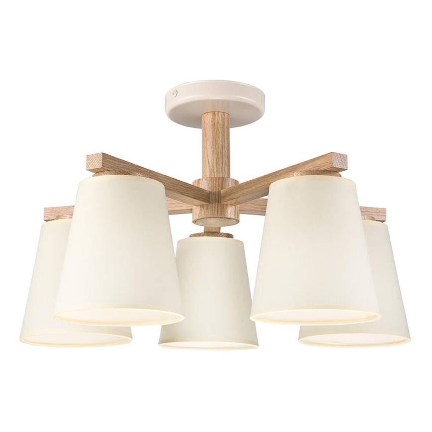 Surface-mounted chandelier ELLIE 5xE27/15W/230V creamy/oak