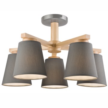 Surface-mounted chandelier ELLIE 5xE27/60W/230V grey/beech - FSC certified