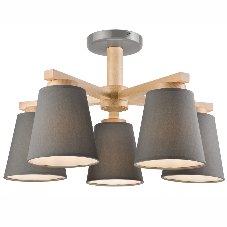 Surface-mounted chandelier ELLIE 5xE27/60W/230V grey/beech
