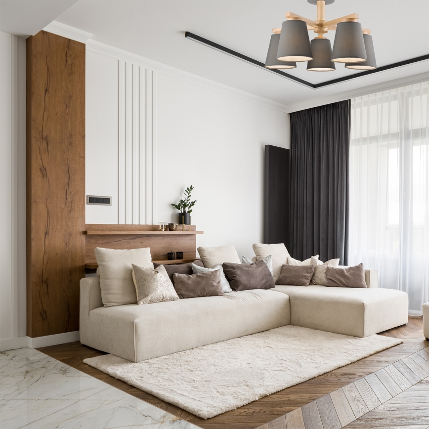 Surface-mounted chandelier ELLIE 5xE27/60W/230V grey/beech