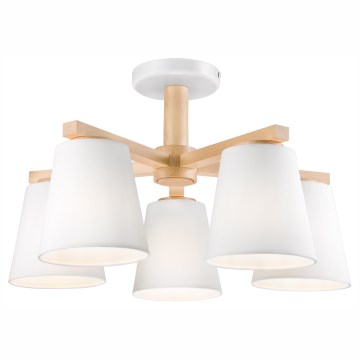 Surface-mounted chandelier ELLIE 5xE27/60W/230V white/beech - FSC certified
