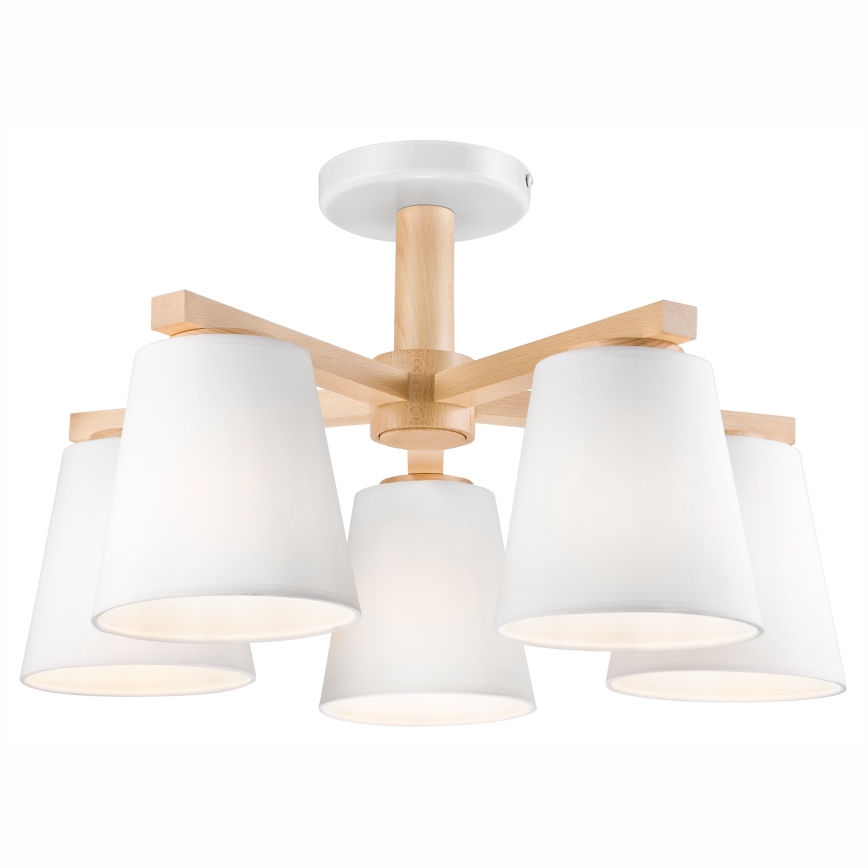 Surface-mounted chandelier ELLIE 5xE27/60W/230V white/beech