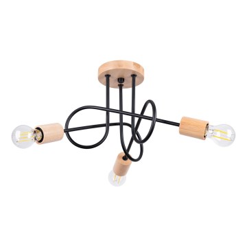 Surface-mounted chandelier EMBER 3xE27/15W/230V black/beige/beech