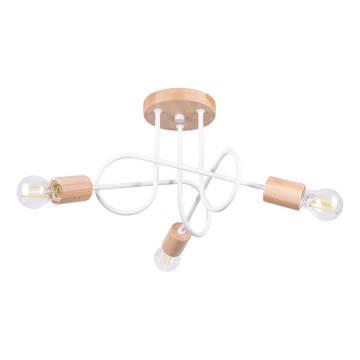 Surface-mounted chandelier EMBER 3xE27/15W/230V white/beige/beech