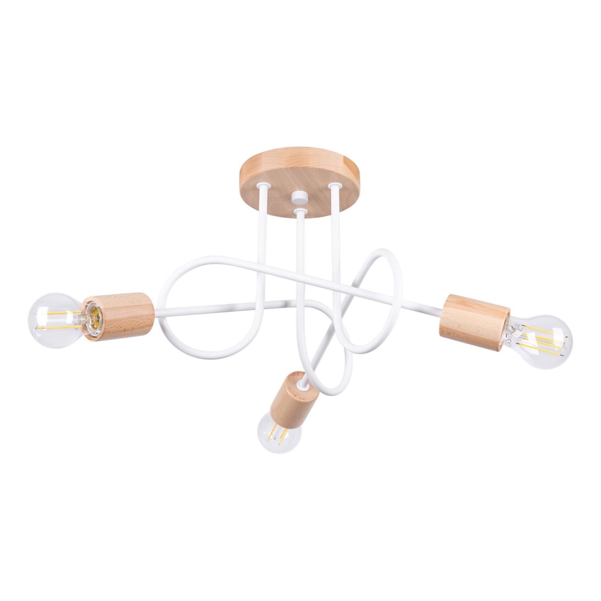 Surface-mounted chandelier EMBER 3xE27/15W/230V white/beige/beech
