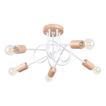 Surface-mounted chandelier EMBER 5xE27/15W/230V white/beige/beech