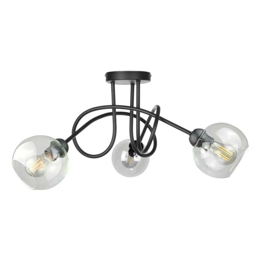 Surface-mounted chandelier EVIE 3xE27/60W/230V black/clear