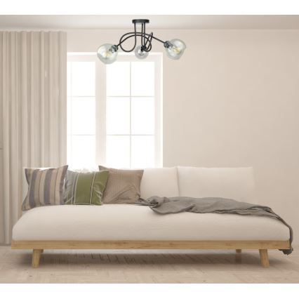 Surface-mounted chandelier EVIE 3xE27/60W/230V black/clear