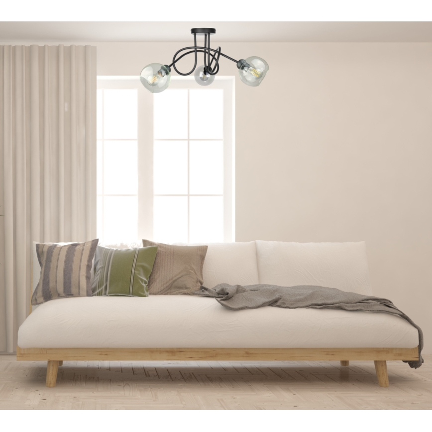 Surface-mounted chandelier EVIE 3xE27/60W/230V black/clear