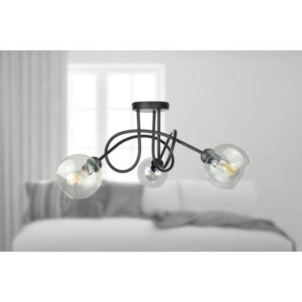 Surface-mounted chandelier EVIE 3xE27/60W/230V black/clear