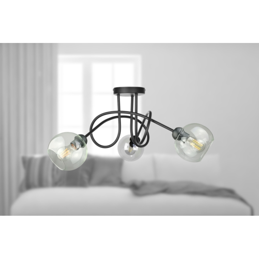 Surface-mounted chandelier EVIE 3xE27/60W/230V black/clear