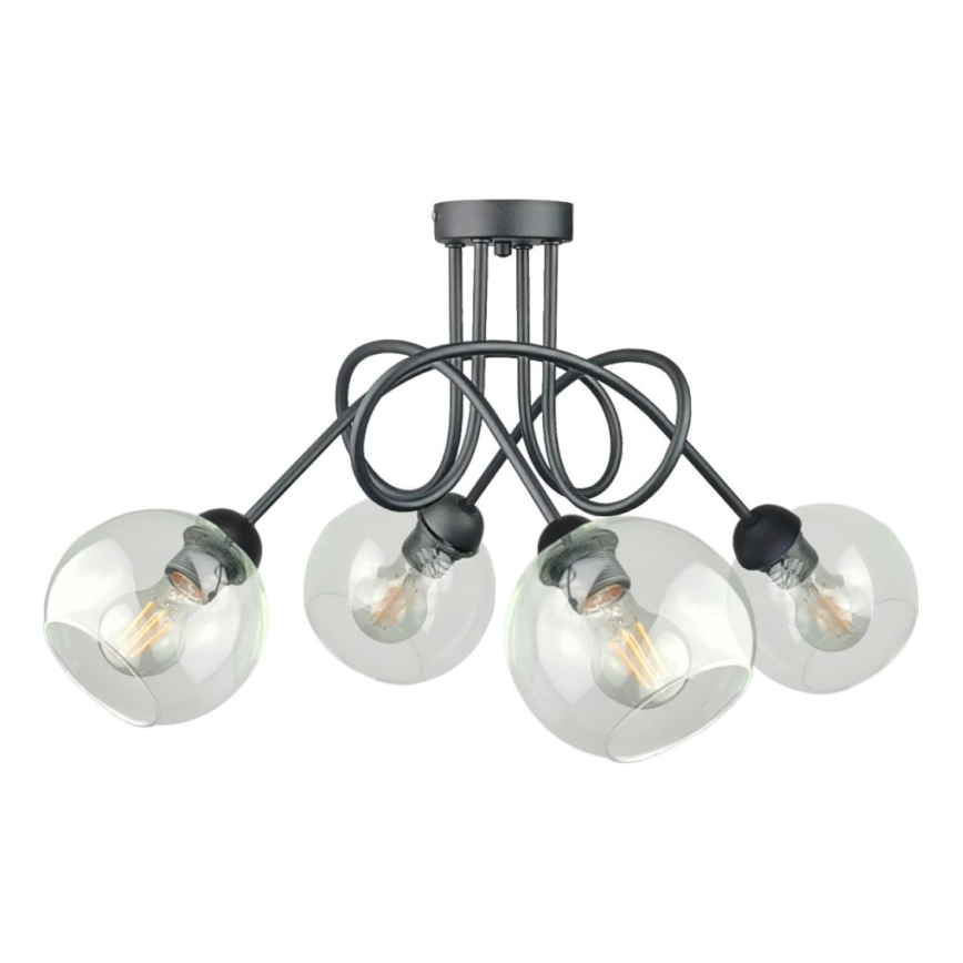 Surface-mounted chandelier EVIE 4xE27/60W/230V anthracite/clear