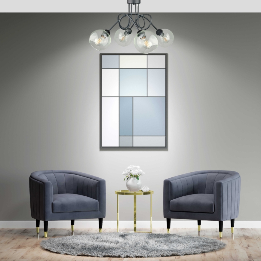 Surface-mounted chandelier EVIE 4xE27/60W/230V anthracite/clear