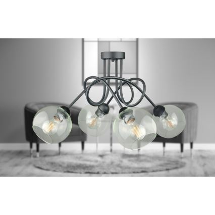 Surface-mounted chandelier EVIE 4xE27/60W/230V anthracite/clear