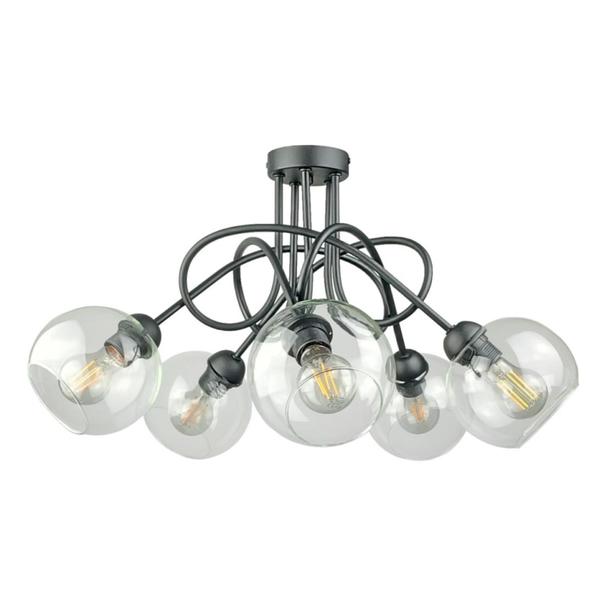 Surface-mounted chandelier EVIE 5xE27/60W/230V anthracite/clear