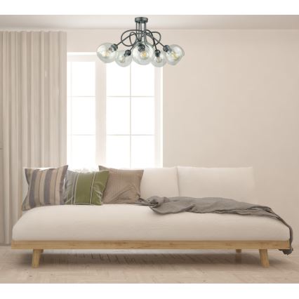 Surface-mounted chandelier EVIE 5xE27/60W/230V anthracite/clear