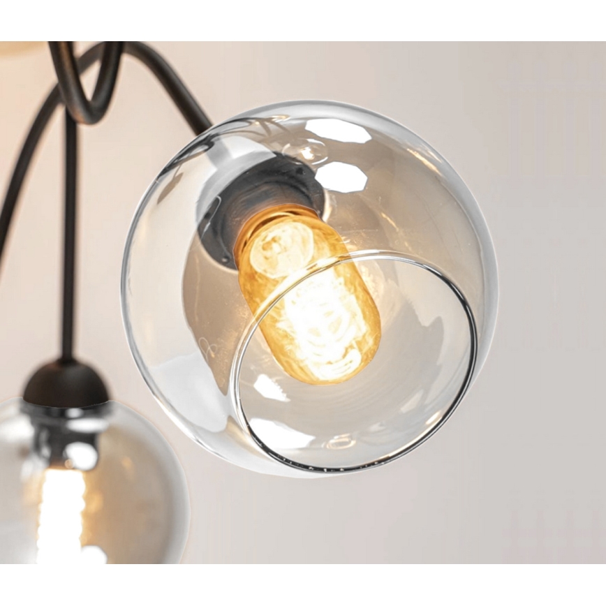 Surface-mounted chandelier EVIE 5xE27/60W/230V anthracite/clear