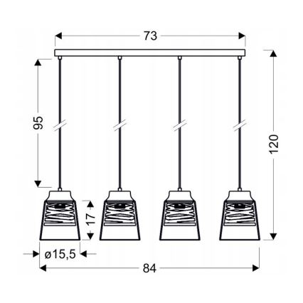 Surface-mounted chandelier FRESNO 4xE27/60W/230V