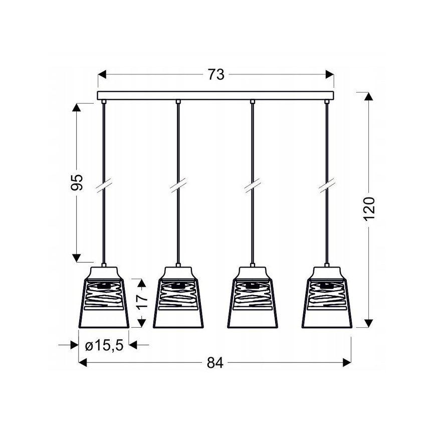 Surface-mounted chandelier FRESNO 4xE27/60W/230V