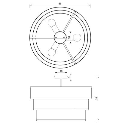 Surface-mounted chandelier GLUM 3xE27/60W/230V black