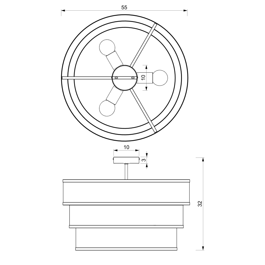Surface-mounted chandelier GLUM 3xE27/60W/230V black