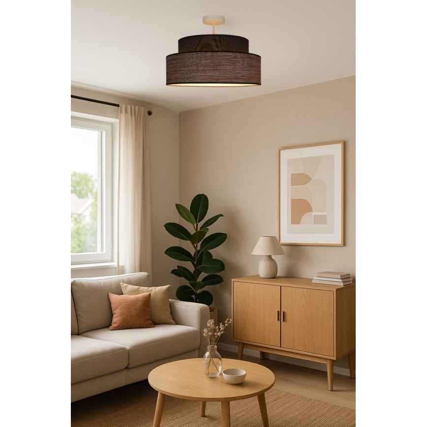 Surface-mounted chandelier GRACE 1xE27/60W/230V brown/beige