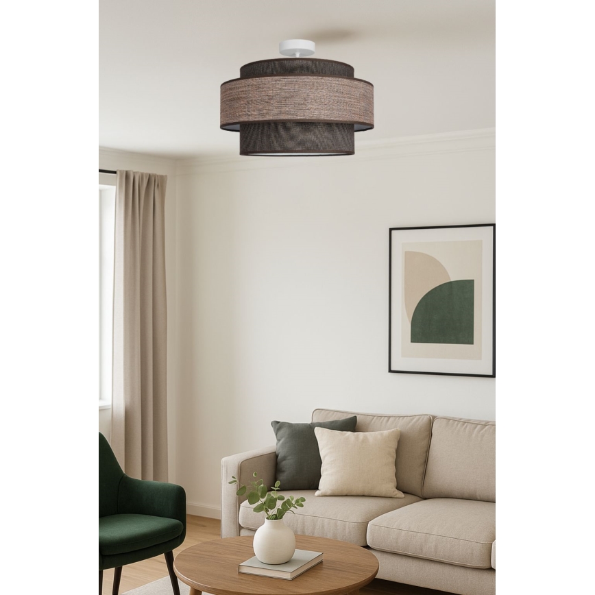 Surface-mounted chandelier GRACE 1xE27/60W/230V brown/beige