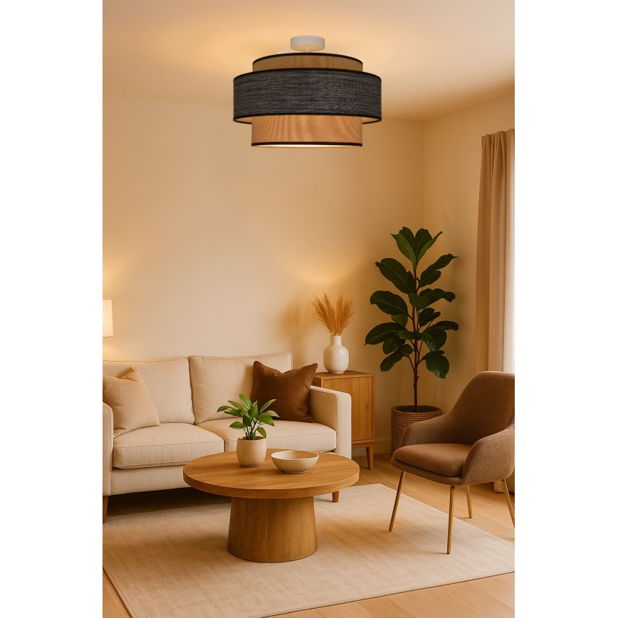 Surface-mounted chandelier GRACE 1xE27/60W/230V creamy/brown