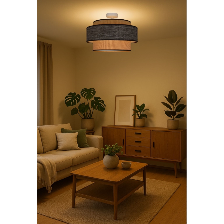 Surface-mounted chandelier GRACE 1xE27/60W/230V creamy/brown