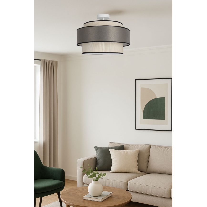 Surface-mounted chandelier GRACE 1xE27/60W/230V creamy/grey