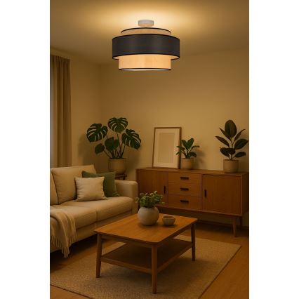 Surface-mounted chandelier GRACE 1xE27/60W/230V creamy/grey